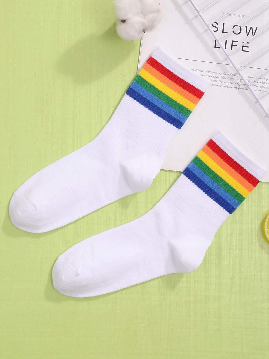 Rainbow Stripe Print Socks