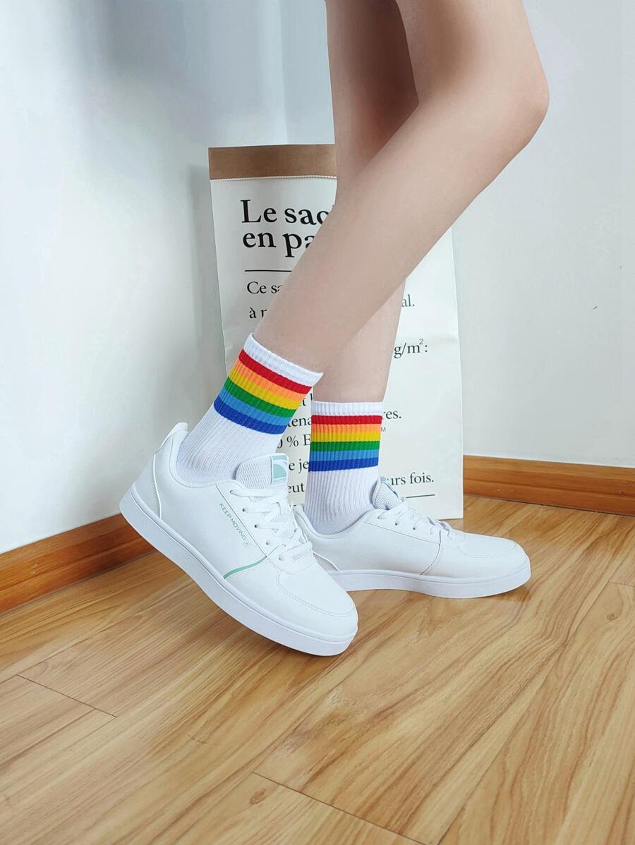 Rainbow Stripe Print Socks