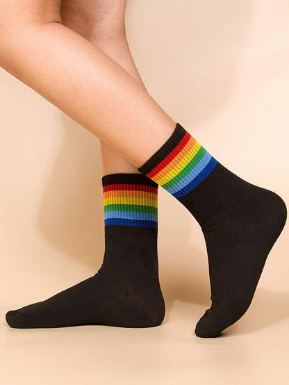 Rainbow Stripe Print Socks