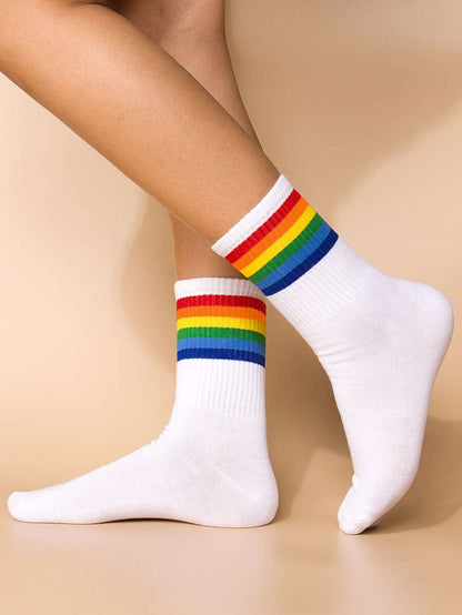 Rainbow Stripe Print Socks