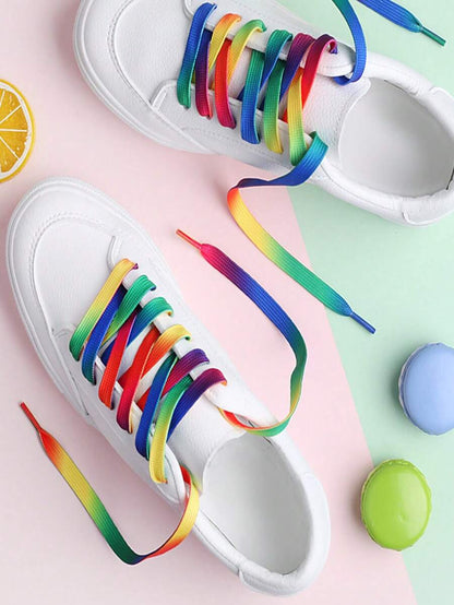 1 Pair Universal Rainbow Gradient Shoelace 120cm, Colorful Vertical Stripe Y2K Fashion Laces For Sneakers, Canvas Shoes, Sports Shoes,White Shoes,Basketball Shoes,Trainers Running Shoes