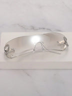 Frameless Metal Heart Decor Y2K Glasses, Women's Oversized Wrap, For Beach Party, Festival, Vacation, Preppy Back To School Style