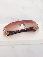 Frameless Metal Heart Decor Y2K Glasses, Women's Oversized Wrap, For Beach Party, Festival, Vacation, Preppy Back To School Style
