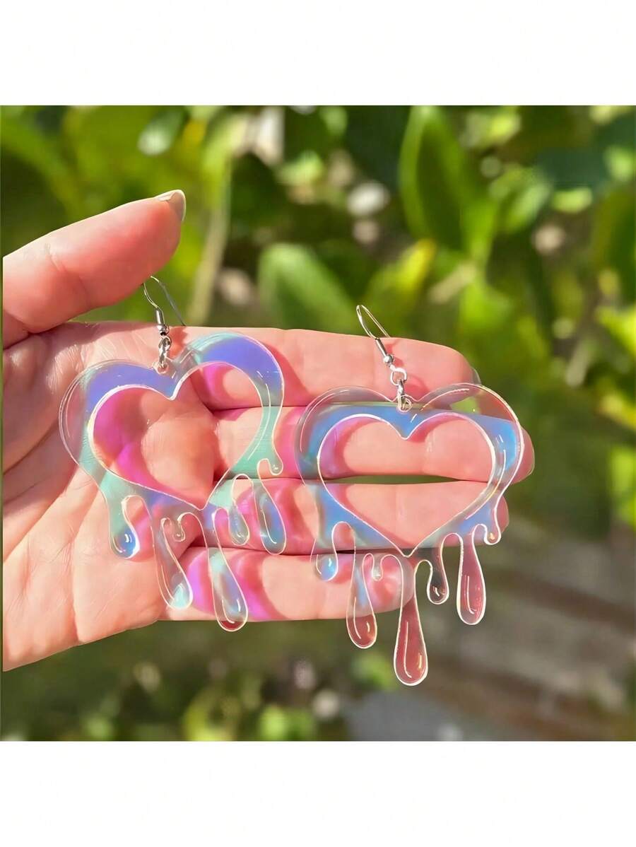 Acrylic Transparent Cute Cloud & Rainbow Design Earrings, Casual Jewelry Accessories, Gift For Girls, Valentine's Day,Valentine's Day Gifts,Mom,Mother,Mother's Day,Gift