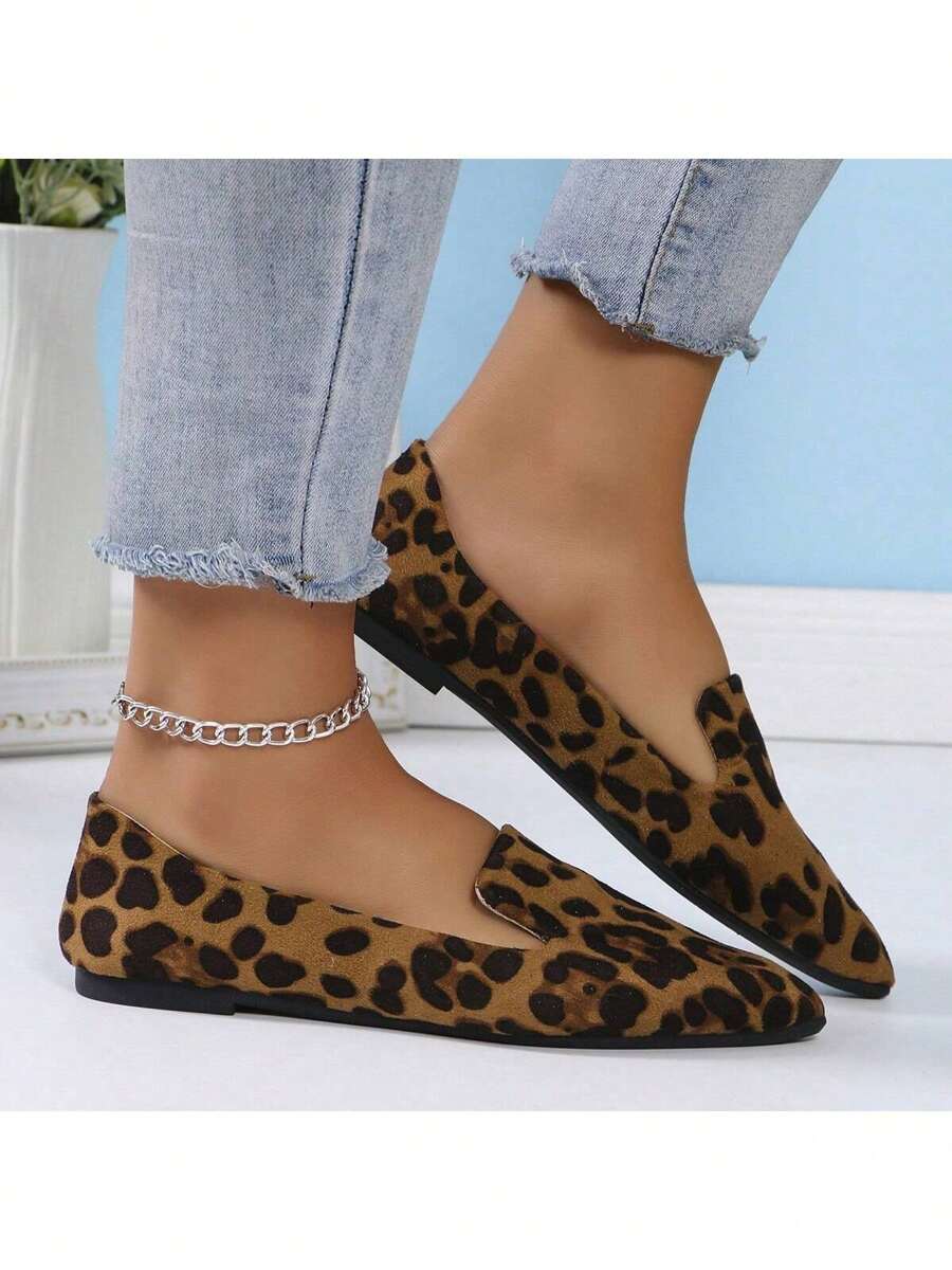 Women's Pointed Toe Flat Shoes, Black Work Shoes, Casual Sneakers, Leopard, Rainbow, Military Green, Black With Gold Thread, Slip-On Flats, Versatile & Comfortable, Lightweight Fabric Shoes For Women, Batch Differences May Cause Slight Color Variation, As