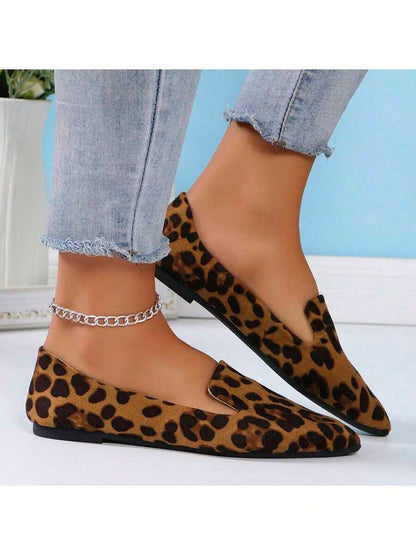Women's Pointed Toe Flat Shoes, Black Work Shoes, Casual Sneakers, Leopard, Rainbow, Military Green, Black With Gold Thread, Slip-On Flats, Versatile & Comfortable, Lightweight Fabric Shoes For Women, Batch Differences May Cause Slight Color Variation, As