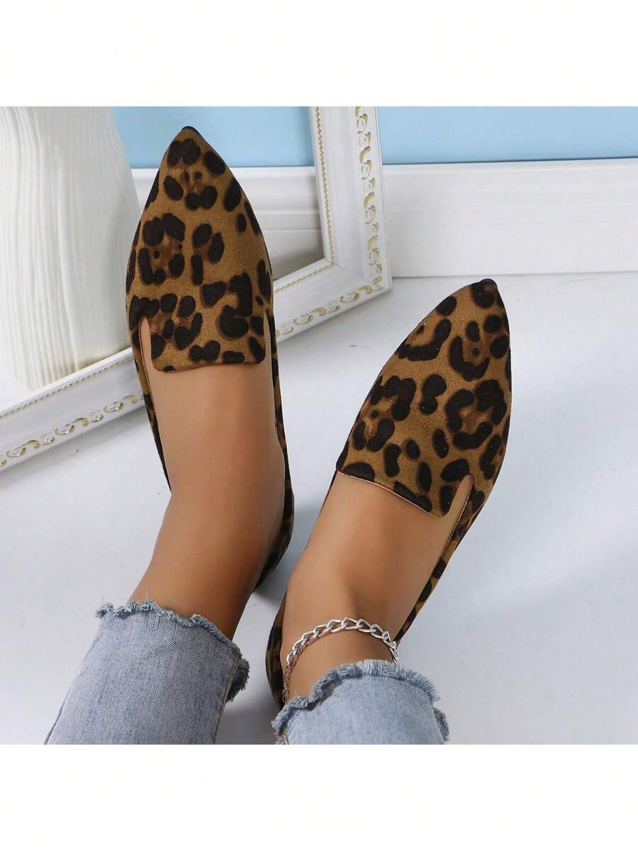 Women's Pointed Toe Flat Shoes, Black Work Shoes, Casual Sneakers, Leopard, Rainbow, Military Green, Black With Gold Thread, Slip-On Flats, Versatile & Comfortable, Lightweight Fabric Shoes For Women, Batch Differences May Cause Slight Color Variation, As