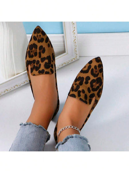 Women's Pointed Toe Flat Shoes, Black Work Shoes, Casual Sneakers, Leopard, Rainbow, Military Green, Black With Gold Thread, Slip-On Flats, Versatile & Comfortable, Lightweight Fabric Shoes For Women, Batch Differences May Cause Slight Color Variation, As