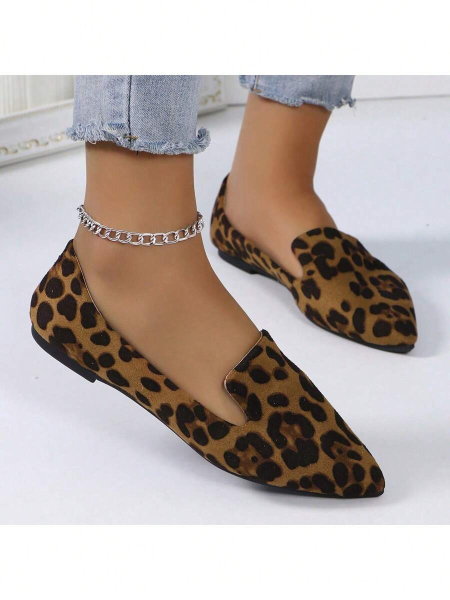 Women's Pointed Toe Flat Shoes, Black Work Shoes, Casual Sneakers, Leopard, Rainbow, Military Green, Black With Gold Thread, Slip-On Flats, Versatile & Comfortable, Lightweight Fabric Shoes For Women, Batch Differences May Cause Slight Color Variation, As