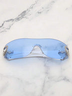 Frameless Metal Heart Decor Y2K Glasses, Women's Oversized Wrap, For Beach Party, Festival, Vacation, Preppy Back To School Style