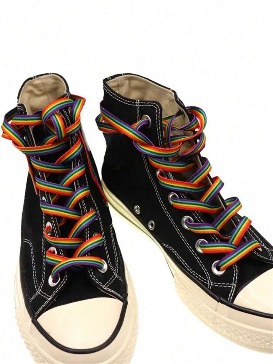 1 Pair Universal Rainbow Gradient Shoelace 120cm, Colorful Vertical Stripe Y2K Fashion Laces For Sneakers, Canvas Shoes, Sports Shoes,White Shoes,Basketball Shoes,Trainers Running Shoes