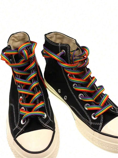 1 Pair Universal Rainbow Gradient Shoelace 120cm, Colorful Vertical Stripe Y2K Fashion Laces For Sneakers, Canvas Shoes, Sports Shoes,White Shoes,Basketball Shoes,Trainers Running Shoes