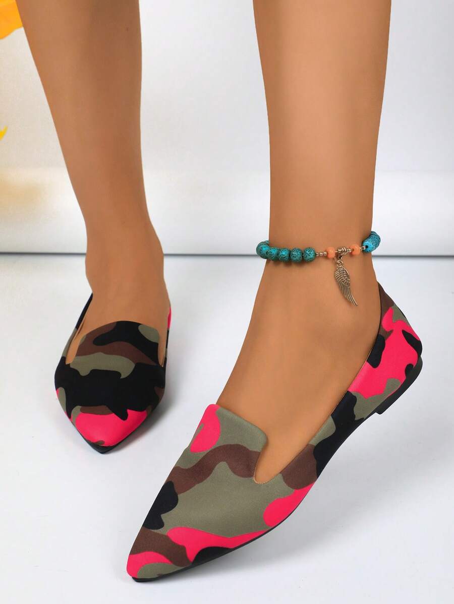Women's Pointed Toe Flat Shoes, Black Work Shoes, Casual Sneakers, Leopard, Rainbow, Military Green, Black With Gold Thread, Slip-On Flats, Versatile & Comfortable, Lightweight Fabric Shoes For Women, Batch Differences May Cause Slight Color Variation, As