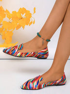 Women's Pointed Toe Flat Shoes, Black Work Shoes, Casual Sneakers, Leopard, Rainbow, Military Green, Black With Gold Thread, Slip-On Flats, Versatile & Comfortable, Lightweight Fabric Shoes For Women, Batch Differences May Cause Slight Color Variation, As