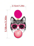 Pink Snail Funny Cute Statement Bubble Blowing Glasses Wearing Cat Design Acrylic Resin Drop Dangle Earrings For Women And Girls, Holidays, Valentines, Christmas, New Year, Birthday Gifts, Fashion Jewelry