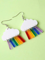 Acrylic Transparent Cute Cloud & Rainbow Design Earrings, Casual Jewelry Accessories, Gift For Girls, Valentine's Day,Valentine's Day Gifts,Mom,Mother,Mother's Day,Gift