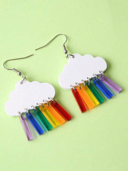 Acrylic Transparent Cute Cloud & Rainbow Design Earrings, Casual Jewelry Accessories, Gift For Girls, Valentine's Day,Valentine's Day Gifts,Mom,Mother,Mother's Day,Gift