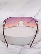 Frameless Metal Heart Decor Y2K Glasses, Women's Oversized Wrap, For Beach Party, Festival, Vacation, Preppy Back To School Style