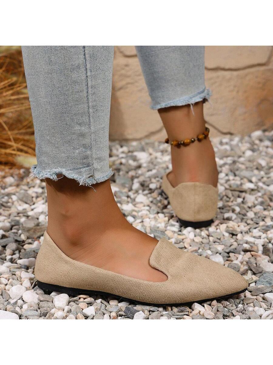 Women's Pointed Toe Flat Shoes, Black Work Shoes, Casual Sneakers, Leopard, Rainbow, Military Green, Black With Gold Thread, Slip-On Flats, Versatile & Comfortable, Lightweight Fabric Shoes For Women, Batch Differences May Cause Slight Color Variation, As
