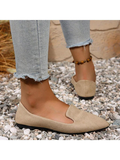 Women's Pointed Toe Flat Shoes, Black Work Shoes, Casual Sneakers, Leopard, Rainbow, Military Green, Black With Gold Thread, Slip-On Flats, Versatile & Comfortable, Lightweight Fabric Shoes For Women, Batch Differences May Cause Slight Color Variation, As