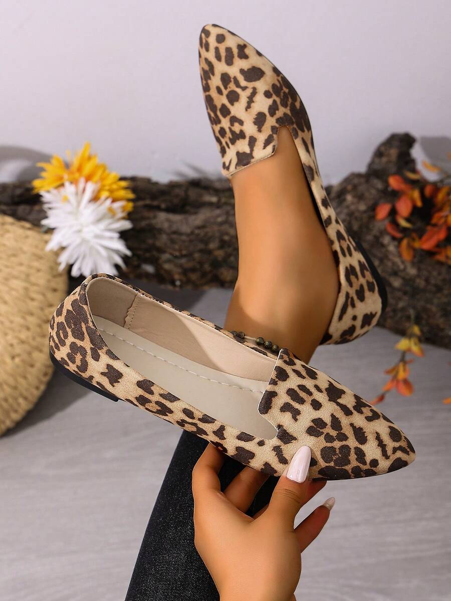Women's Pointed Toe Flat Shoes, Black Work Shoes, Casual Sneakers, Leopard, Rainbow, Military Green, Black With Gold Thread, Slip-On Flats, Versatile & Comfortable, Lightweight Fabric Shoes For Women, Batch Differences May Cause Slight Color Variation, As