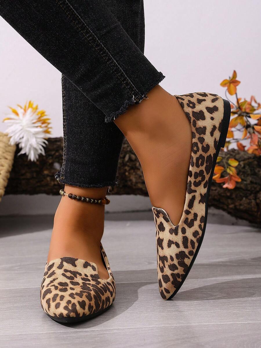 Women's Pointed Toe Flat Shoes, Black Work Shoes, Casual Sneakers, Leopard, Rainbow, Military Green, Black With Gold Thread, Slip-On Flats, Versatile & Comfortable, Lightweight Fabric Shoes For Women, Batch Differences May Cause Slight Color Variation, As
