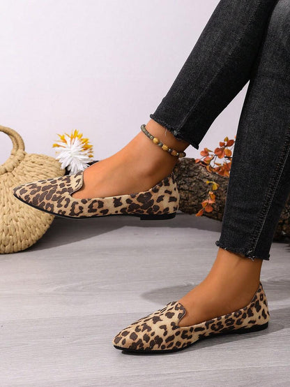 Women's Pointed Toe Flat Shoes, Black Work Shoes, Casual Sneakers, Leopard, Rainbow, Military Green, Black With Gold Thread, Slip-On Flats, Versatile & Comfortable, Lightweight Fabric Shoes For Women, Batch Differences May Cause Slight Color Variation, As