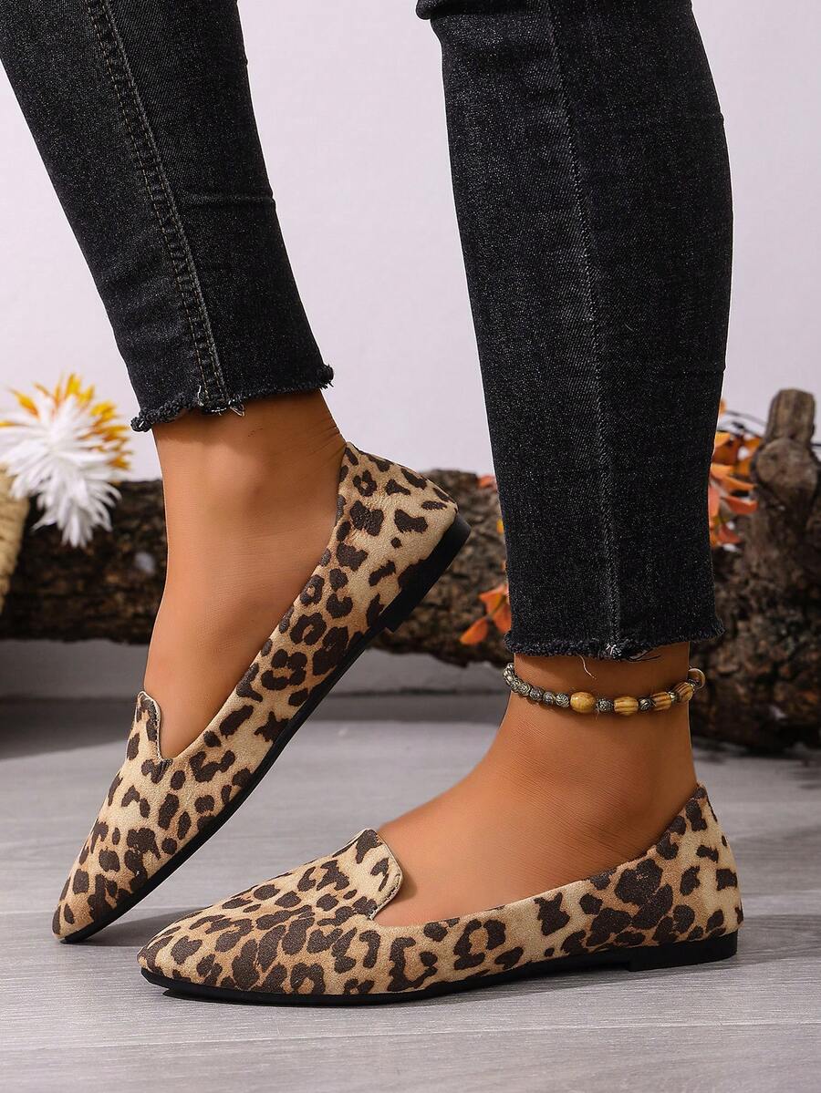 Women's Pointed Toe Flat Shoes, Black Work Shoes, Casual Sneakers, Leopard, Rainbow, Military Green, Black With Gold Thread, Slip-On Flats, Versatile & Comfortable, Lightweight Fabric Shoes For Women, Batch Differences May Cause Slight Color Variation, As