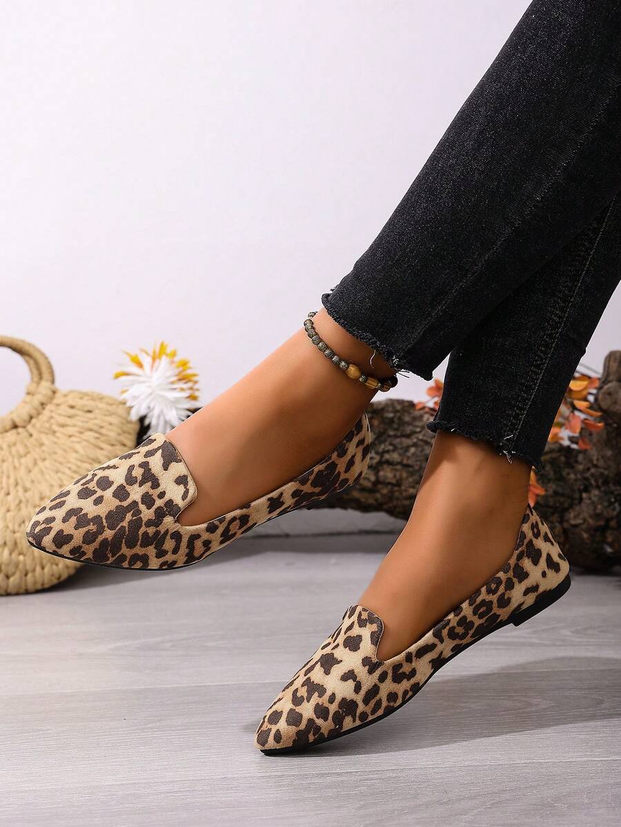 Women's Pointed Toe Flat Shoes, Black Work Shoes, Casual Sneakers, Leopard, Rainbow, Military Green, Black With Gold Thread, Slip-On Flats, Versatile & Comfortable, Lightweight Fabric Shoes For Women, Batch Differences May Cause Slight Color Variation, As