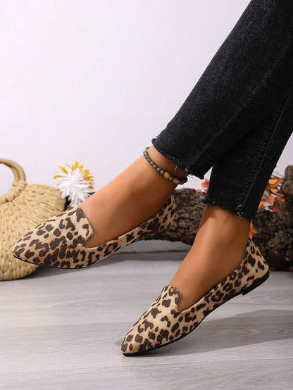 Women's Pointed Toe Flat Shoes, Black Work Shoes, Casual Sneakers, Leopard, Rainbow, Military Green, Black With Gold Thread, Slip-On Flats, Versatile & Comfortable, Lightweight Fabric Shoes For Women, Batch Differences May Cause Slight Color Variation, As