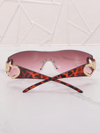 Frameless Metal Heart Decor Y2K Glasses, Women's Oversized Wrap, For Beach Party, Festival, Vacation, Preppy Back To School Style