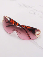 Frameless Metal Heart Decor Y2K Glasses, Women's Oversized Wrap, For Beach Party, Festival, Vacation, Preppy Back To School Style