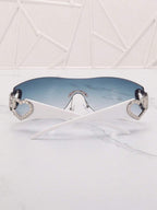 Frameless Metal Heart Decor Y2K Glasses, Women's Oversized Wrap, For Beach Party, Festival, Vacation, Preppy Back To School Style