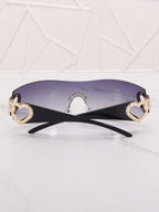 Frameless Metal Heart Decor Y2K Glasses, Women's Oversized Wrap, For Beach Party, Festival, Vacation, Preppy Back To School Style