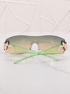Frameless Metal Heart Decor Y2K Glasses, Women's Oversized Wrap, For Beach Party, Festival, Vacation, Preppy Back To School Style