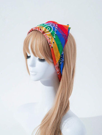 1pc Striped Elegant Polyester Neckerchief, Suitable For Daily Wear And Party Occasions Summer Hair Accessories Beach Hair Bands Vacay Headbands Elegant Scarf Women Bandana
