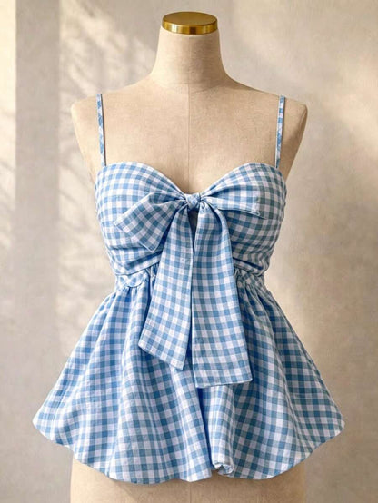 Women's Summer Camisole, Women's Plaid Camisole Top For Vacation, Graduation, Wedding, Back To School, Vintage Style, Party, Lunch, Cute Casual Summer, Sweet Romantic Country Style, Textured, Loose Comfortable Hem Camisole Pink