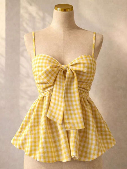 Women's Summer Camisole, Women's Plaid Camisole Top For Vacation, Graduation, Wedding, Back To School, Vintage Style, Party, Lunch, Cute Casual Summer, Sweet Romantic Country Style, Textured, Loose Comfortable Hem Camisole Pink